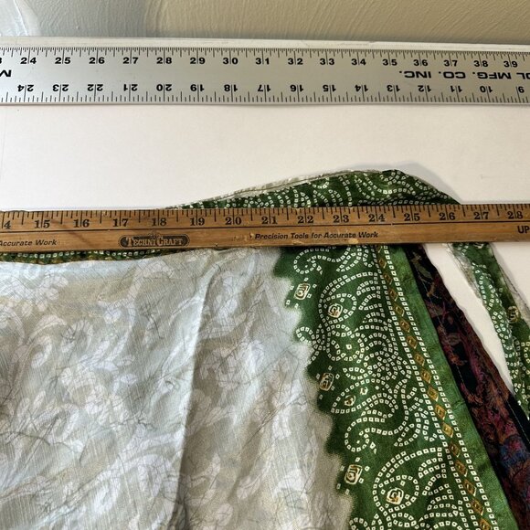 Vtg Reversible Womens Wrap Skirt Bohemian Paisley Floral Design Green Purple - Picture 4 of 7